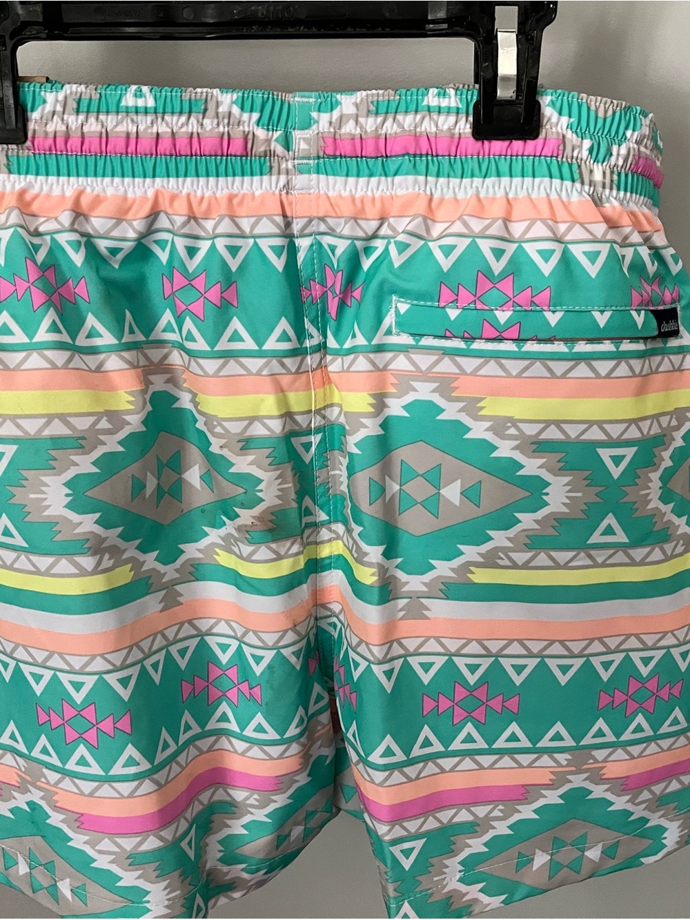chubbies Turquoise, Coral & Pink Aztec Swim Trunks - Picture 2 of 6